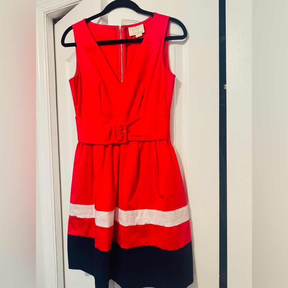 Kate Spade Red Dress with White and Navy Accents